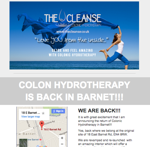 Colon Hydrotherapy is back in Barnet!!!!